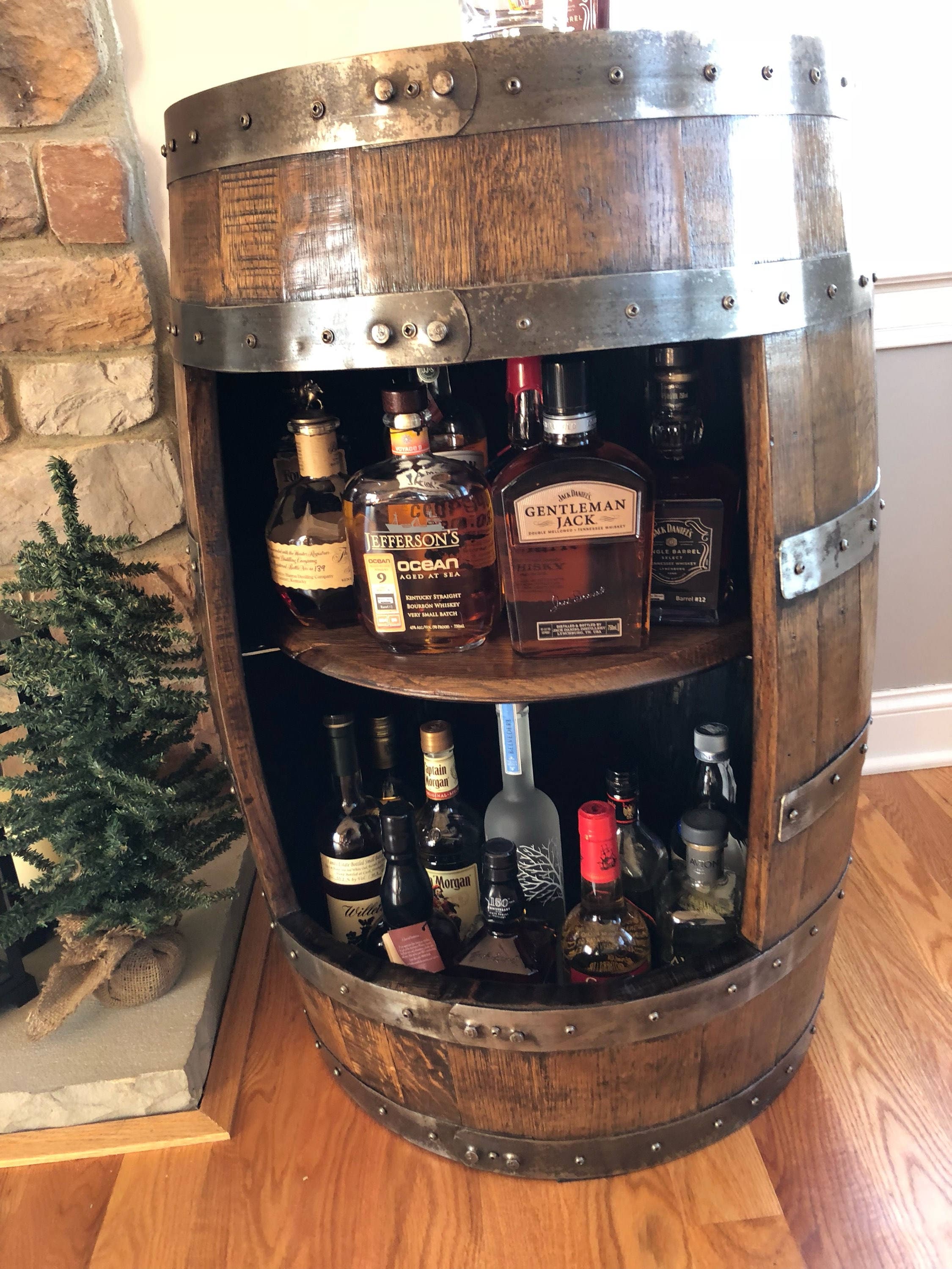 whiskey barrel cabinet