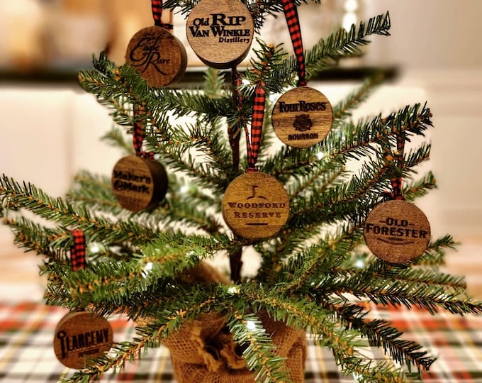 Customized Whiskey Barrel Bung Christmas Ornaments