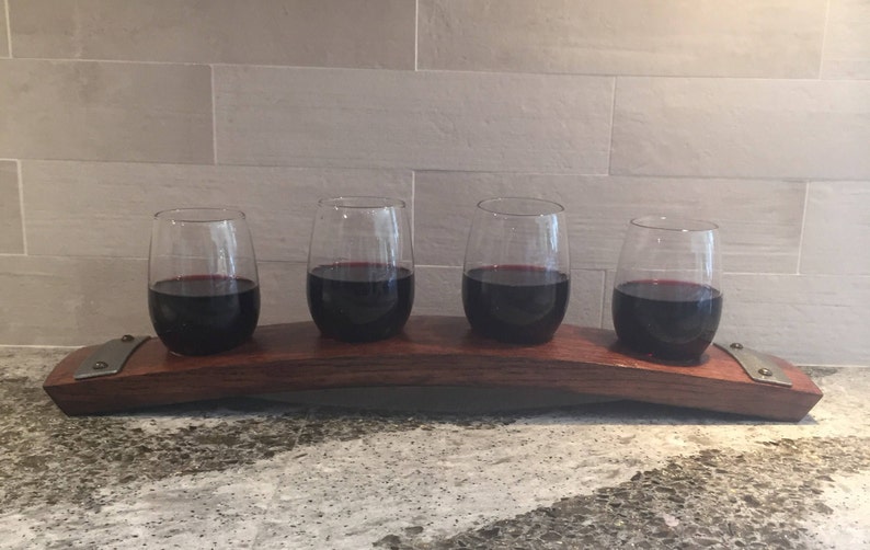 Wine Flight Tray Made From Reclaimed Wine Barrel Stave Etsy