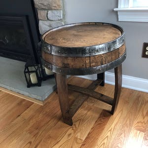 Handcrafted Oak Whiskey Barrel End Table image 5