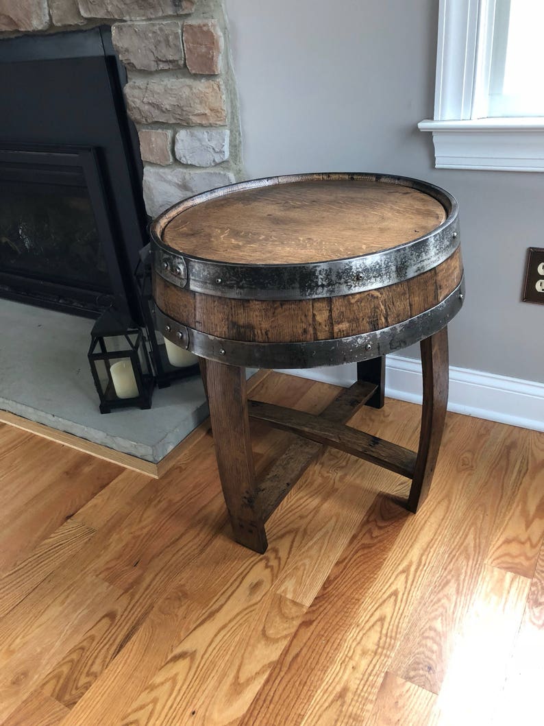 Handcrafted Oak Whiskey Barrel End Table image 5