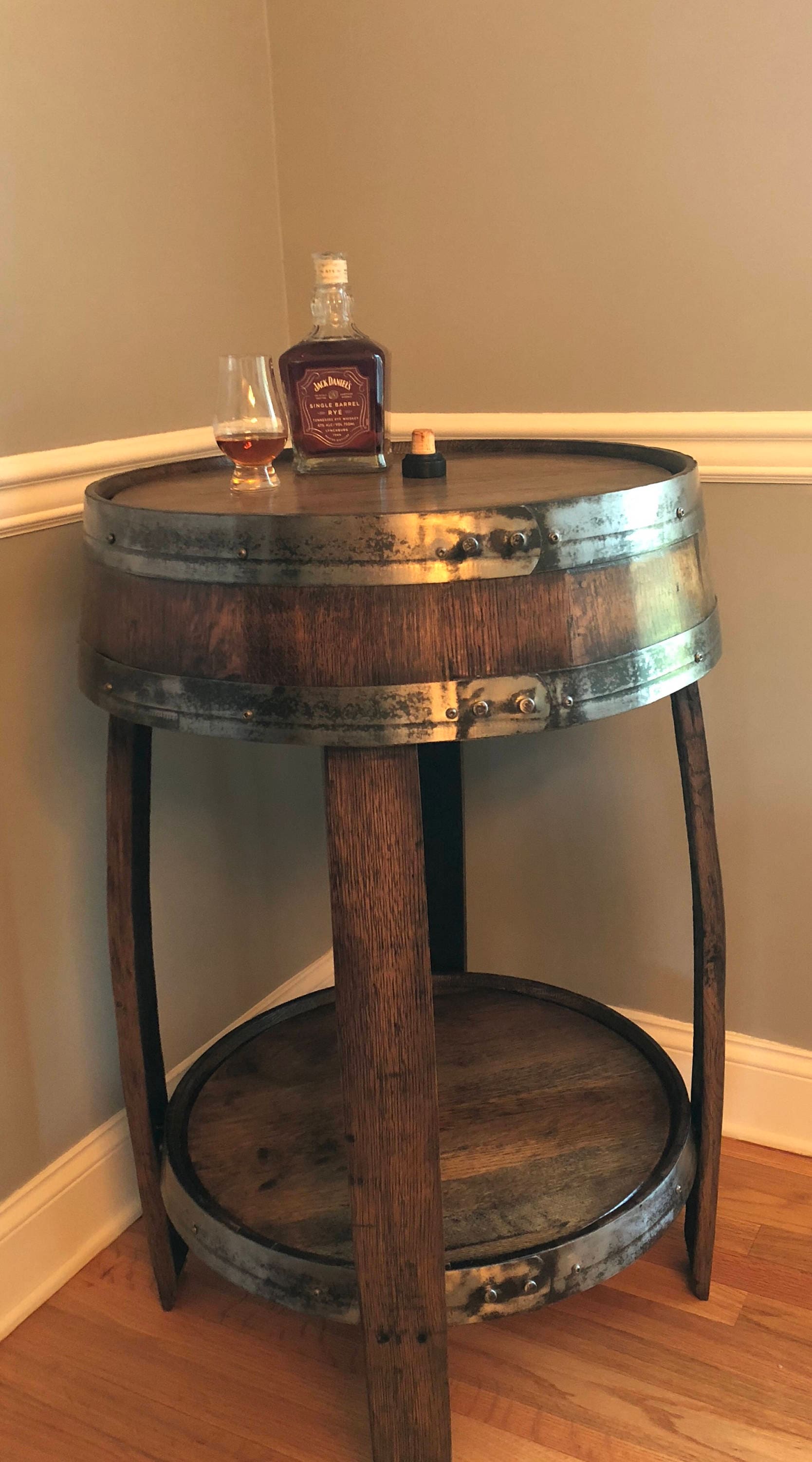 Big Truck Mechanic Garage Gifts for Men Farmhouse Rustic Round Whiskey  Barrel End Table