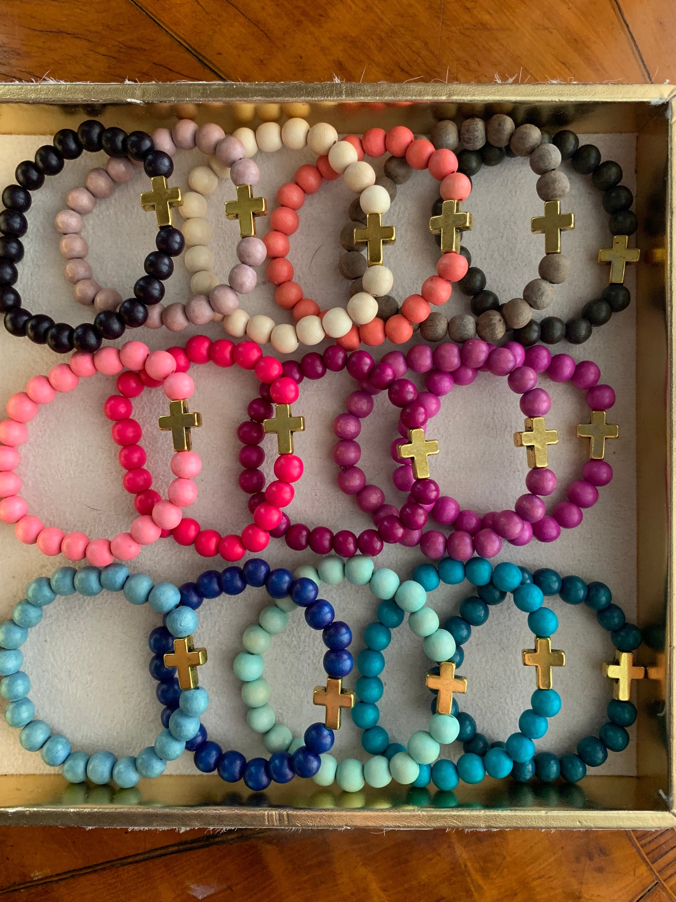Zoe Wooden Cross Bracelet
