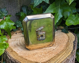 Brass cigarette case with stag