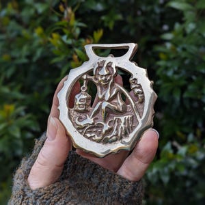 Pixie horse brass, home protection amulet, pagan altar.