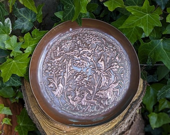 Vintage copper dish with nature design for wicca and traditional witchcraft