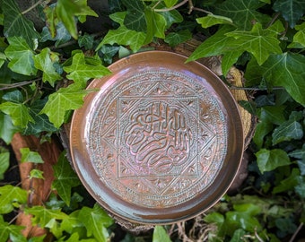plat d'offrandes en cuivre vintage pour la wicca et la sorcellerie traditionnelle