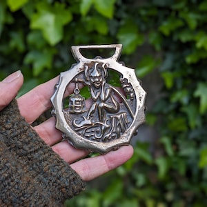 Pixie horse brass, home protection amulet, pagan altar.