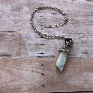 Howlite Crystal Essential Oil Diffuser Pendant Necklace Lava Stone Necklace Essential Oil Necklace Diffuser Necklace