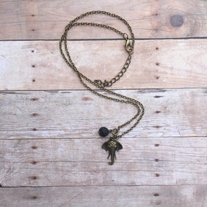 Elephant Dainty Bronze Antique Bronze Essential Oil Diffuser Pendant Necklace Lava Stone Necklace Essential Oil Necklace Diffuser Necklace