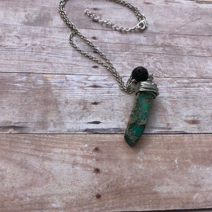 Emperor Jasper Crystal Essential Oil Diffuser Pendant Necklace Lava Stone Necklace Essential Oil Necklace Diffuser Necklace