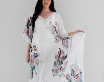 Plus Size Abaya Kleid, Florales Kaftan Kleid, marokkanischer Kaftan, Blumen Kimono Kleid, Plus Size Kleidung, afrikanisches Kaftan Kleid, Gaze Kleid