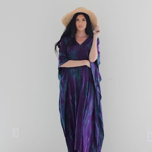 Plus Size Caftan, Purple Tie Dyed Kaftan, Kaftan With Pockets, Abaya, Women Kaftan, Tie Dye Caftan, Plus Size Maxi Dress, Boho Dress, Kaftan