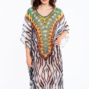 Digital Print Kaftan, Moroccan Caftan, Sheer Maxi Dress, Plus Size ...