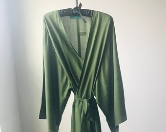 olive green silk robe