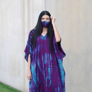 Caftan grande taille, caftan, robe caftan tie and dye, robe abaya, robe shibori, tenues de villégiature, robe longue, vêtements bohèmes, robe de vacances