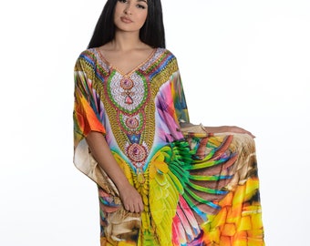 Multicolor Caftan, Plus Size Kaftan Dress, Women Boho Dress, Caftan For Women, Beach Kaftan, Festival Clothes, roper romp events, costume