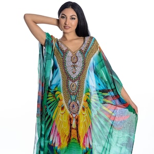 Vibrant Green Butterfly Kaftan Dress, Plus Size Caftan, Bohemian Maxi Dress, mexican dress,  boho - beach Kaftans for Women, African dress