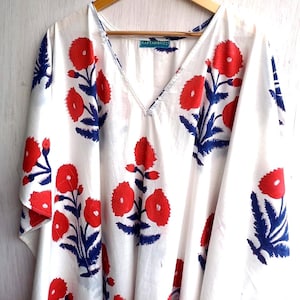 Block Print Cotton Caftan – Indian Hand-Block Printed Beach Cover-Up, Boho Resort Dress, cotton kaftan maxi dress floral, mumus plus sized