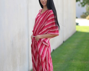 Caftans For Women, Indian Pink Dress, Cotton Caftan, Plus Size Clothing, Caftan, Kaftan With Pockets, Women Loungewear, Kimono Kaftan
