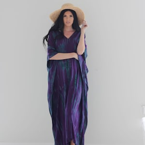 Plus Size Caftan, Purple Tie Dyed Kaftan With Pockets, witch costume, Women Kaftan, hand made boho Maxi Dress, fall style image 13