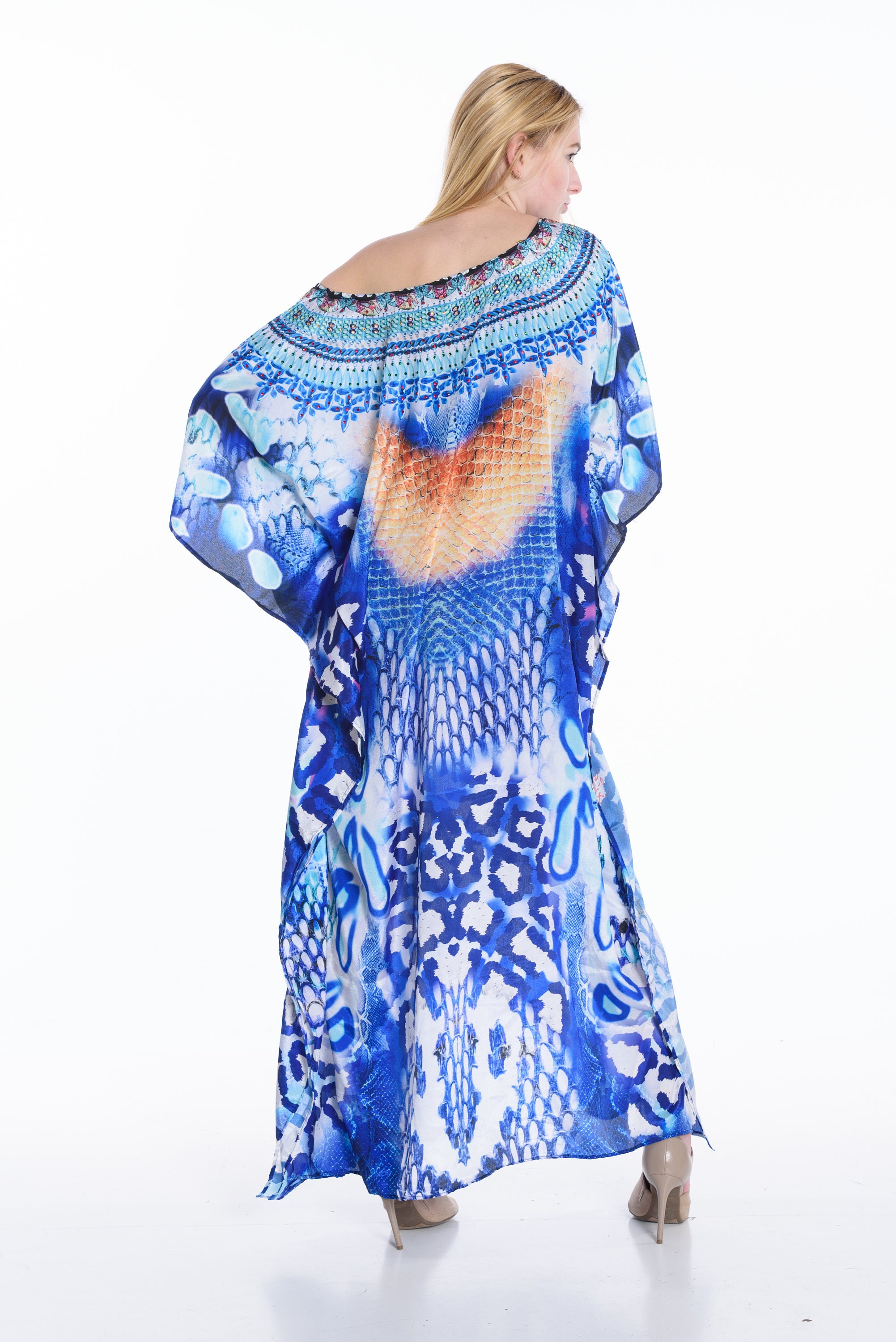 Blue Kaftan Digital Print Kaftan Comfortable Dress Loose - Etsy