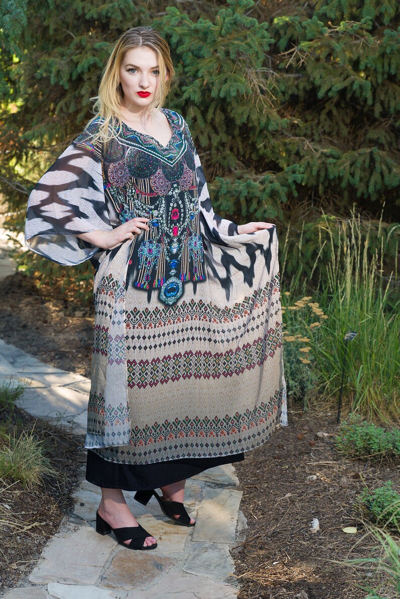 Ethnic Kaftan Mexican Caftan Dress Plus Size Clothing Beach | Etsy