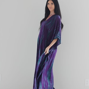 Plus Size Caftan, Purple Tie Dyed Kaftan With Pockets, witch costume, Women Kaftan, hand made boho Maxi Dress, fall style image 10