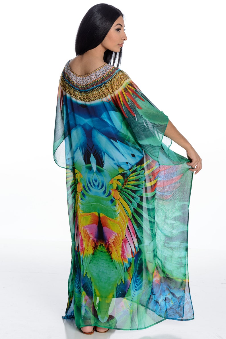 Selini Action Girls Butterflies Kaftan in Green