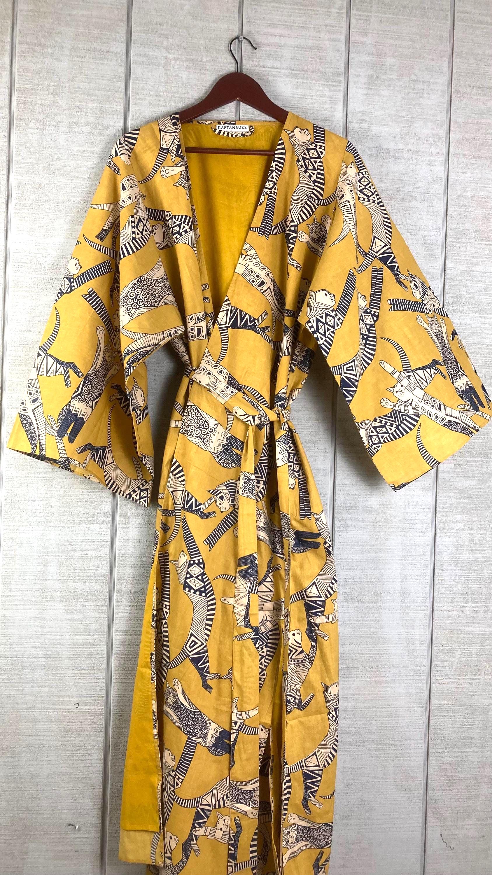 Material Robe Men Cat Lovers Cotton Men's Robe, Natural Fabric Lounge Robe, Ecofriendly ...