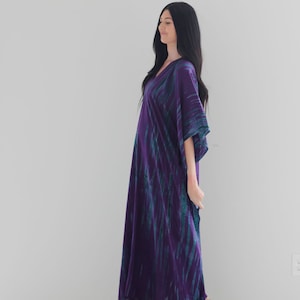 Plus Size Caftan, Purple Tie Dyed Kaftan With Pockets, witch costume, Women Kaftan, hand made boho Maxi Dress, fall style image 8
