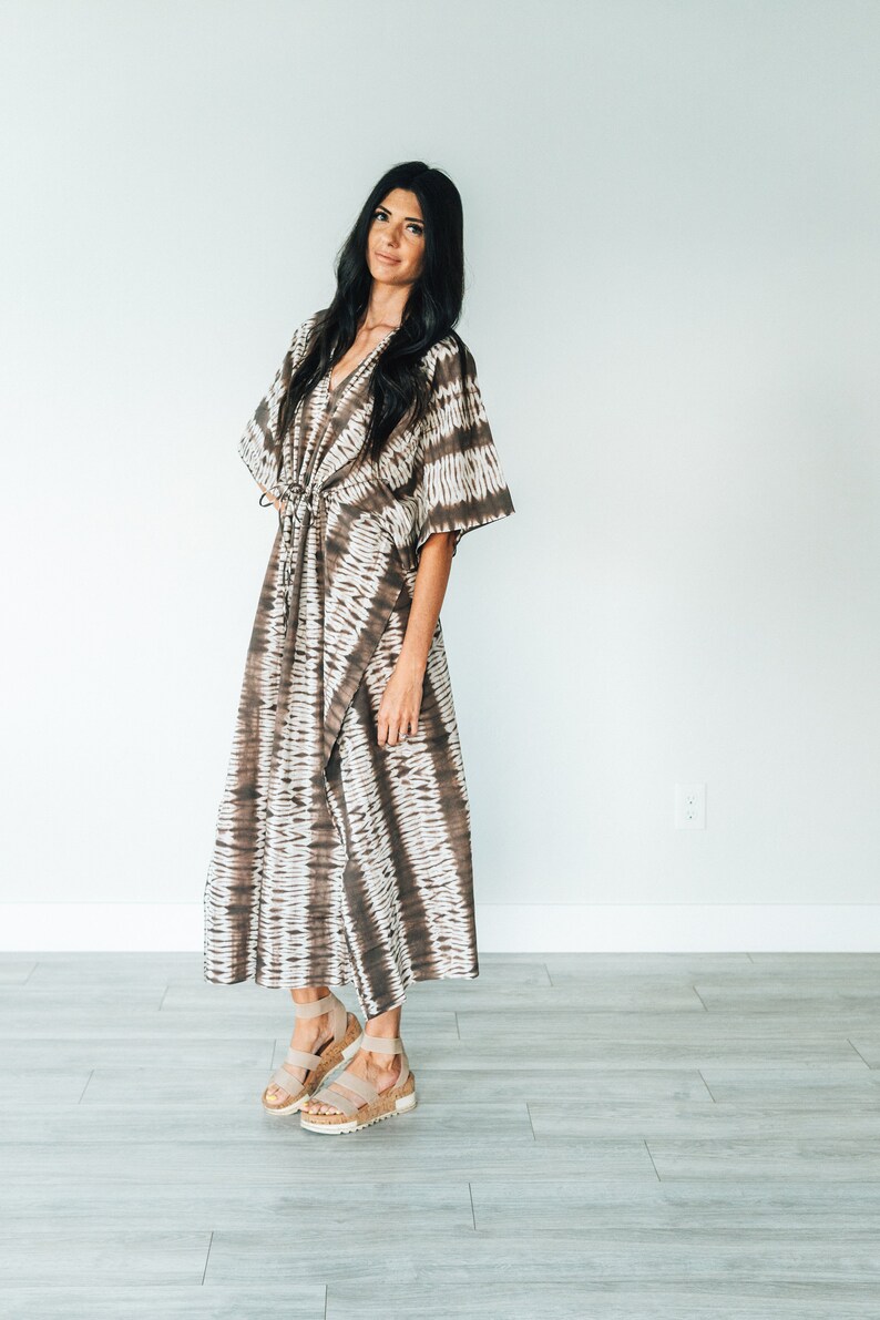 Tie Dye Kaftan Brown Kaftan Dress Cotton Caftan Eco Etsy