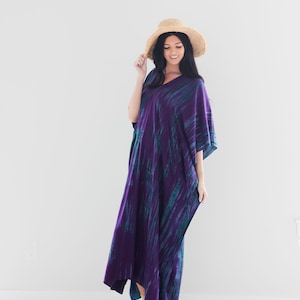 Plus Size Caftan, Purple Tie Dyed Kaftan With Pockets, witch costume, Women Kaftan, hand made boho Maxi Dress, fall style image 9