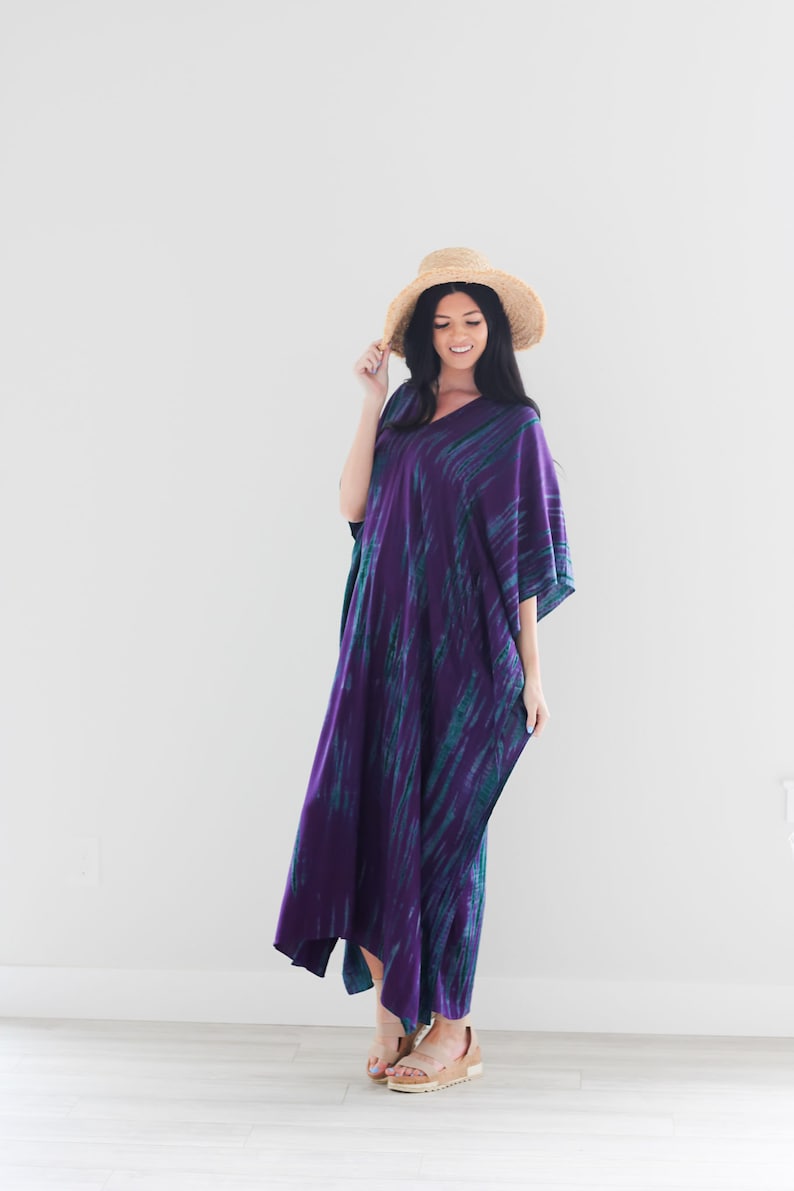 Plus Size Caftan, Purple Tie Dyed Kaftan With Pockets, witch costume, Women Kaftan, hand made boho Maxi Dress, fall style image 9