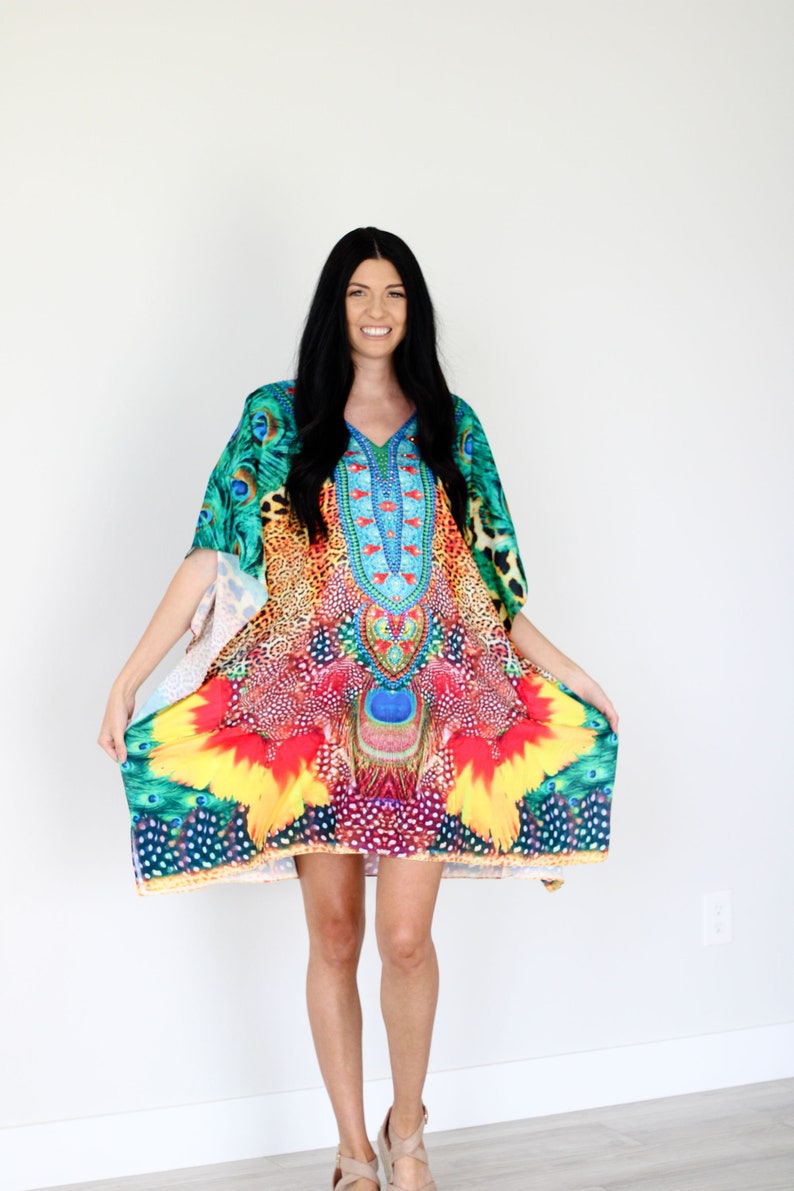 Short Caftan Dress Plus Size Beach Wear 