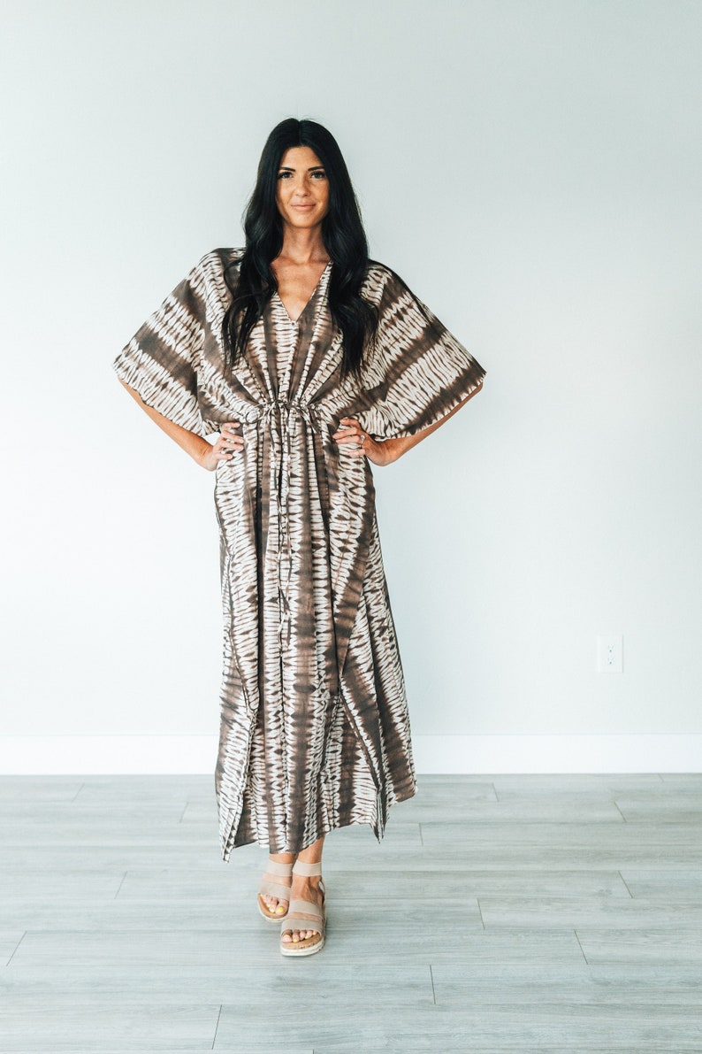 Tie Dye Kaftan Brown Kaftan Dress Cotton Caftan Eco Etsy