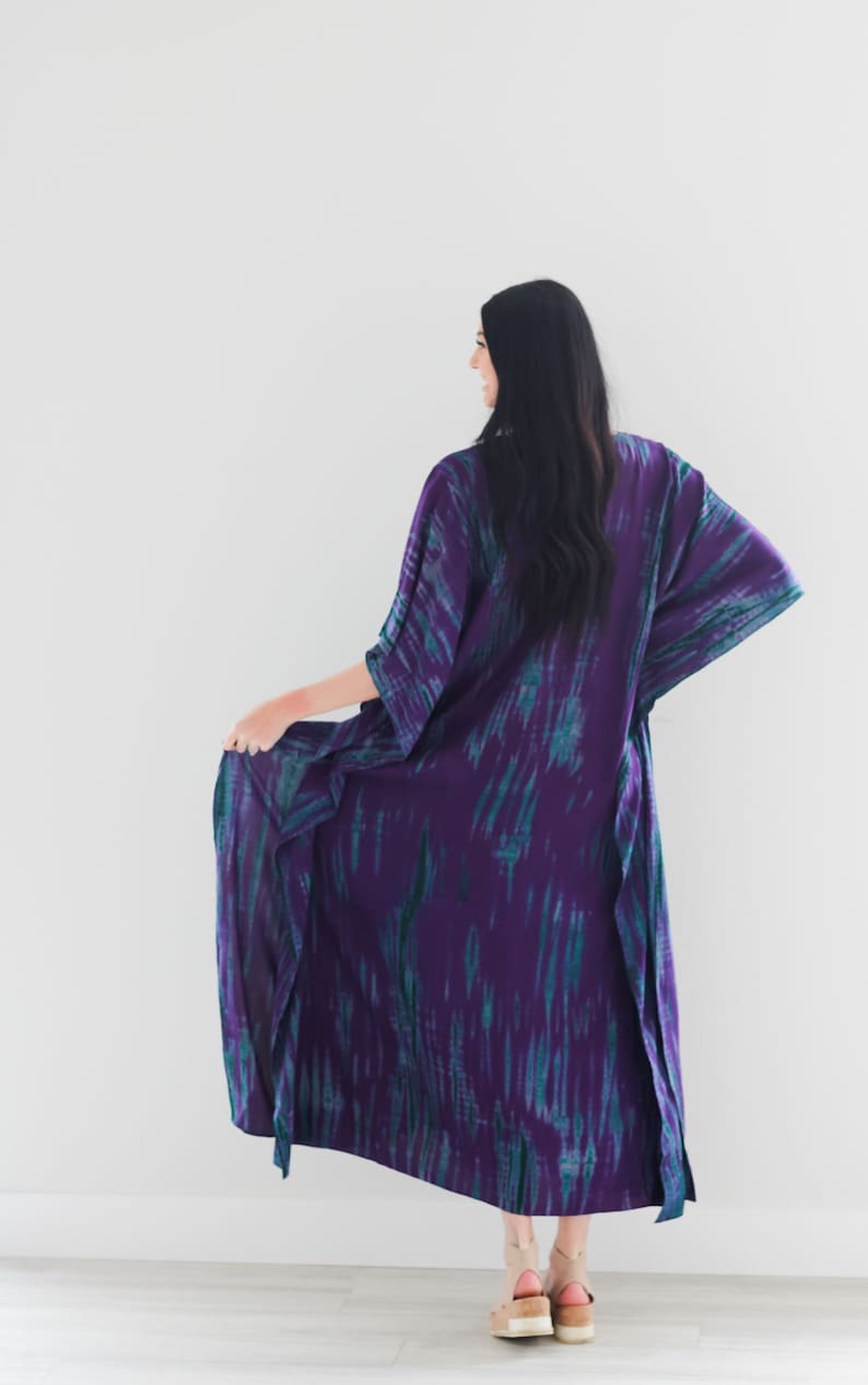 Plus Size Caftan, Purple Tie Dyed Kaftan With Pockets, witch costume, Women Kaftan, hand made boho Maxi Dress, fall style image 3