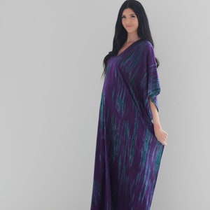 Plus Size Caftan, Purple Tie Dyed Kaftan With Pockets, witch costume, Women Kaftan, hand made boho Maxi Dress, fall style image 2