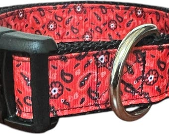 Red Paisley 1" Dog Collar
