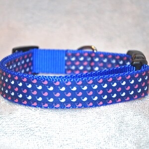 Pink White Whale 1&quot; Dog Collar