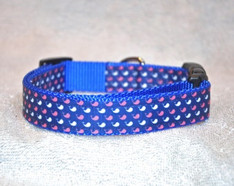 Pink White Whale 1" Dog Collar