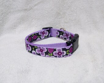 Purple Flower 1" Dog Collar