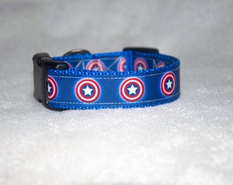 Captain America Super Hero 1" Dog Collar