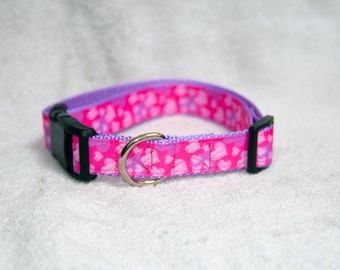Pink Hearts 1inch wide Dog Collar