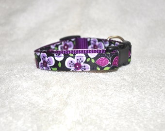 Purple Flower 5/8” Dog Collar
