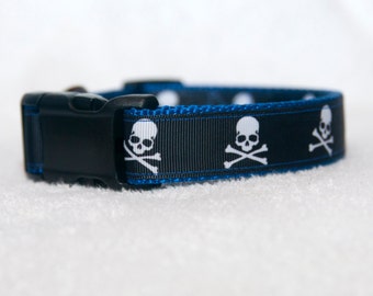 Skull and Crossbones 1" Dog Collar
