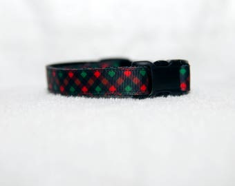 Green/Red Plaid Christmas/Holiday 1" Dog Collar