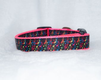 Music Notes 1" Dog Collar