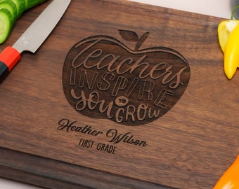 Personalized, Engraved Cutting Board with Retiring Teacher Design for Tutor or Teacher #100