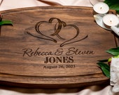 Personalized, Engraved Cutting Board with Romantic Heart Design for Wedding or Engagement Gift #027